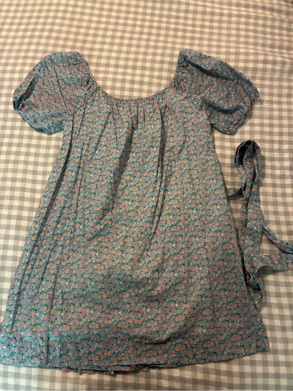 minnow x j.crew women's buttercup short sleeve gathered square neckline dress